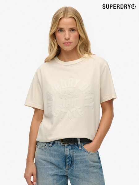 Superdry White Oversized Athletic Tonal 100% Cotton T-Shirt (W42749) | £27