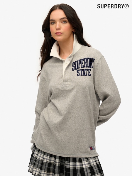 Superdry Grey Oversized Athletic Rugby 100% Cotton Sweat Top (W42755) | £50