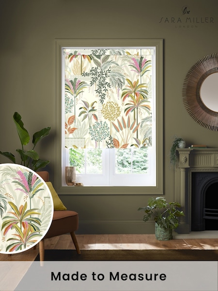 Sara Miller Light Stone Natural Palm Garden Made to Measure Roller Blind (W42775) | £58