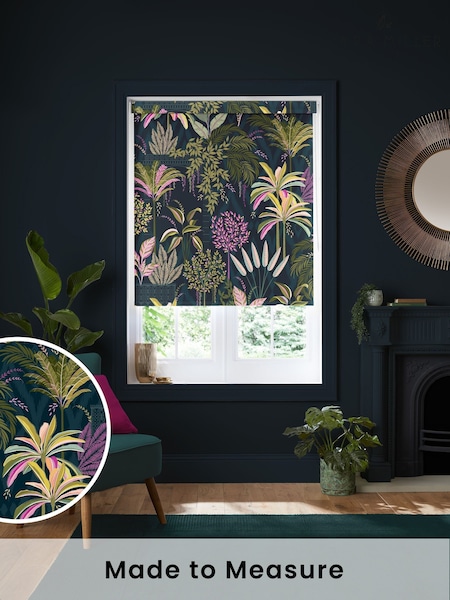 Sara Miller Midnight Blue Palm Garden Made to Measure Roller Blind (W42777) | £58
