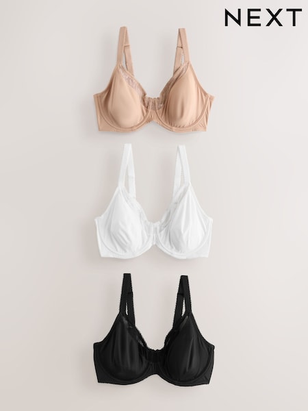 Black/White/Praline Nude DD+ Minimising Full Cup Bras 3 Pack (W42792) | £45