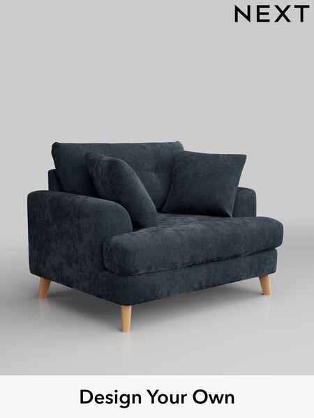Distressed Velour/Midnight Blue Parker Buttoned Back (W43010) | £1,025
