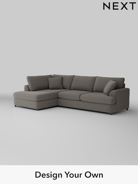 Fine Chenille Easy Clean/Dark Smoke Grey Parker Platform (W43039) | £2,350