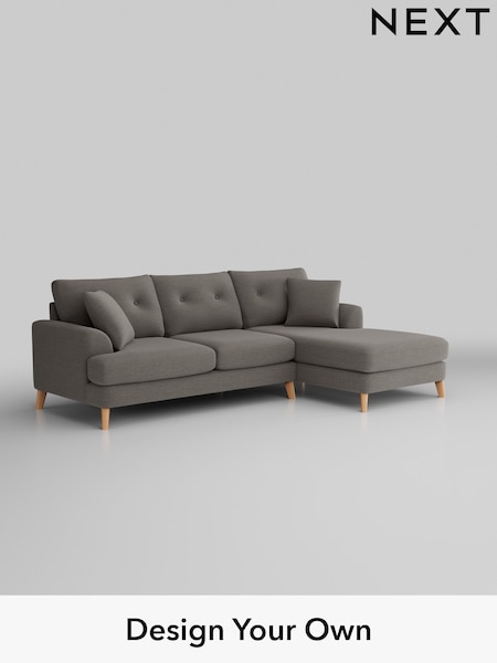 Fine Chenille Easy Clean/Dark Smoke Grey Parker Buttoned Back (W43040) | £2,199