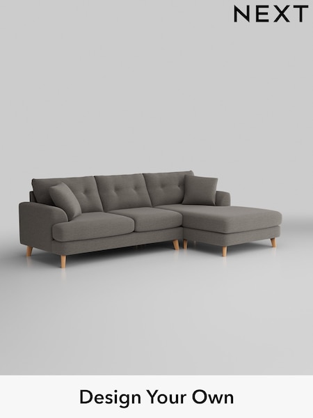 Fine Chenille Easy Clean/Dark Smoke Grey Parker Buttoned Back (W43040) | £2,350