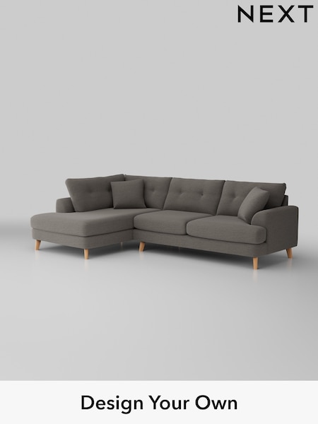 Fine Chenille Easy Clean/Dark Smoke Grey Parker Buttoned Back (W43040) | £2,425