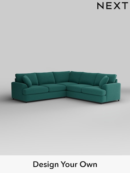 Fine Chenille Easy Clean/Dark Juniper Green Parker Platform (W43045) | £2,725
