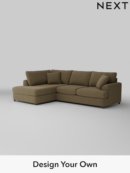 Fine Chenille Easy Clean/Dark Moss Green Parker Platform (W43047) | £2,250