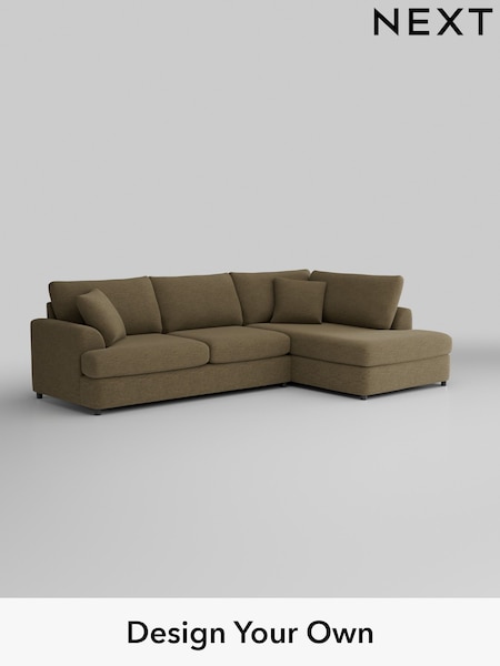 Fine Chenille Easy Clean/Dark Moss Green Parker Platform (W43047) | £2,350