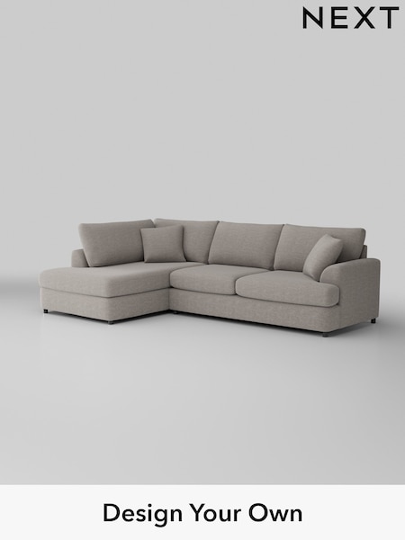 Fine Chenille Easy Clean/Light Steel Grey Parker Platform (W43056) | £2,350