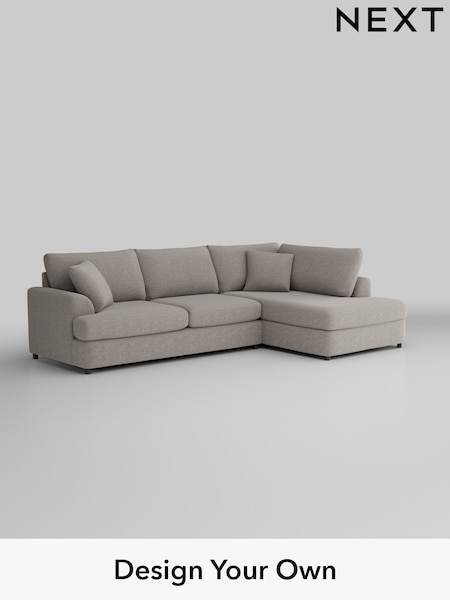Fine Chenille Easy Clean/Light Steel Grey Parker Platform (W43056) | £2,350