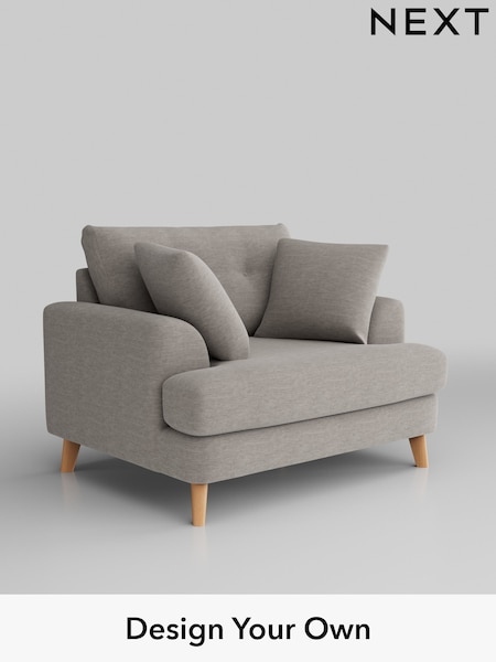 Fine Chenille Easy Clean/Light Steel Grey Parker Buttoned Back (W43057) | £1,025