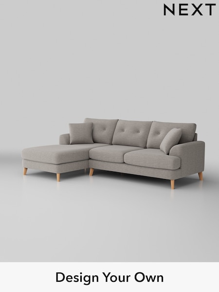 Fine Chenille Easy Clean/Light Steel Grey Parker Buttoned Back (W43057) | £2,199