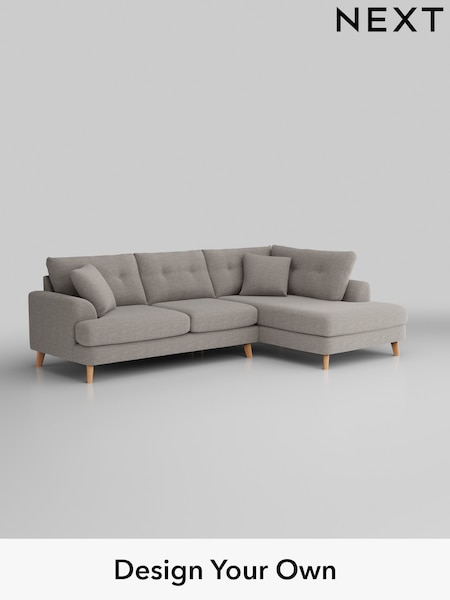 Fine Chenille Easy Clean/Light Steel Grey Parker Buttoned Back (W43057) | £2,325