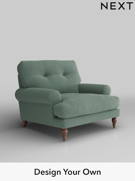 Fine Chenille Easy Clean/Light Forest Green Erin Buttoned Back Deep Sit (W43058) | £875
