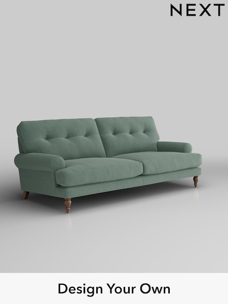 Fine Chenille Easy Clean/Light Forest Green Erin Buttoned Back Deep Sit (W43058) | £1,375