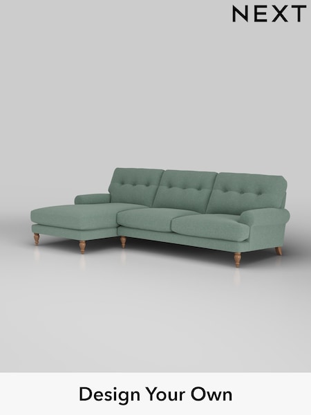 Fine Chenille Easy Clean/Light Forest Green Erin Buttoned Back Deep Sit (W43058) | £1,975