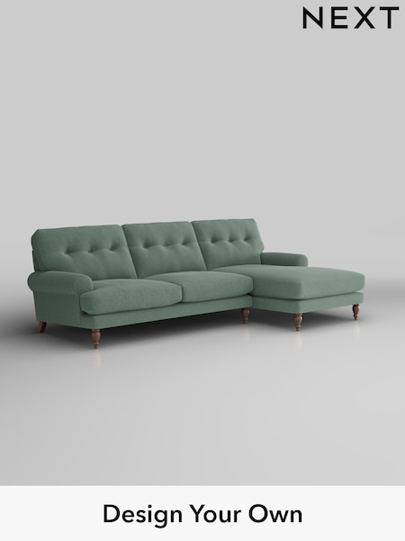 Fine Chenille Easy Clean/Light Forest Green Erin Buttoned Back Deep Sit (W43058) | £1,975