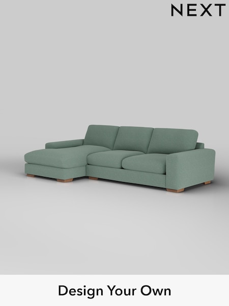 Fine Chenille Easy Clean/Light Forest Green Houghton Deep Relaxed Sit (W43059) | £2,325