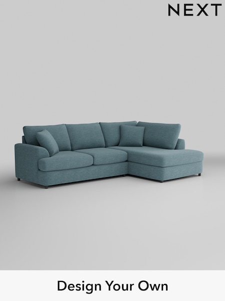 Fine Chenille Easy Clean/Mid Blue Parker Platform (W43062) | £2,250