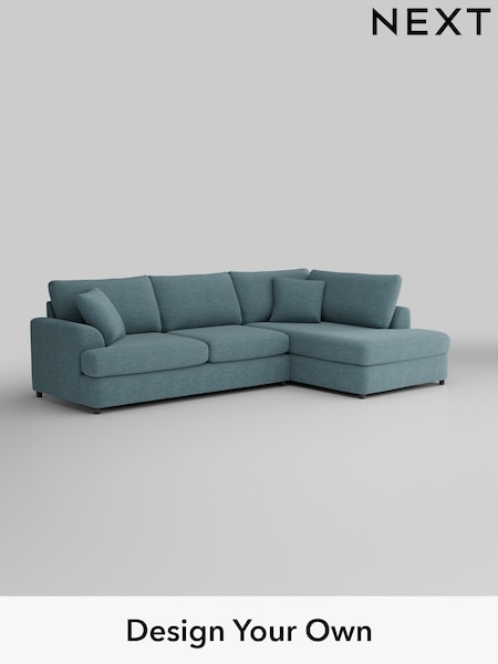 Fine Chenille Easy Clean/Mid Blue Parker Platform (W43062) | £2,350