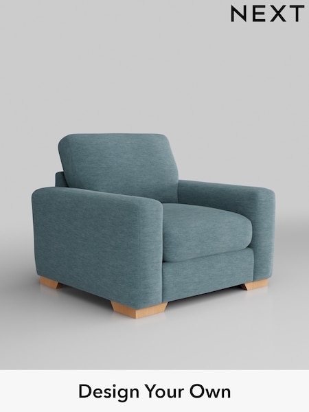 Fine Chenille Easy Clean/Mid Blue Houghton Deep Relaxed Sit (W43064) | £925