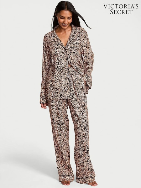 Victoria's Secret Marzipan Leo Black Flannel Long Pyjamas Set (W43109) | £59