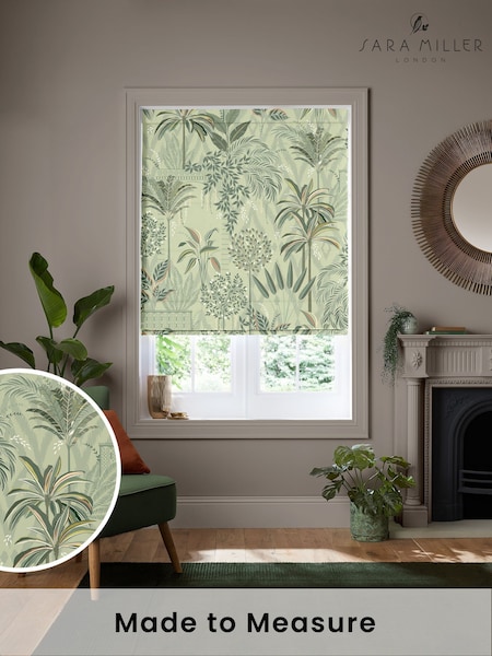 Sara Miller Soft Olive Green Palm Garden Made to Measure Roman Blind (W43124) | £79