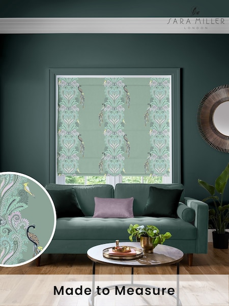 Sara Miller Sage Green Peacock Filigree Made to Measure Roman Blind (W43128) | £79