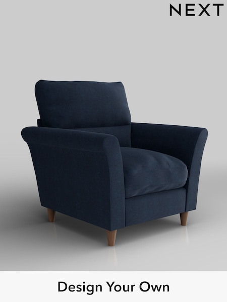 Fine Chenille Easy Clean/Dark Navy Blue Hartley Highback Relaxed Sit (W43165) | £875