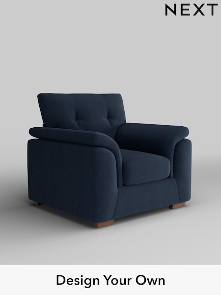 Fine Chenille Easy Clean/Dark Navy Blue Hayden Buttoned Back (W43167) | £750