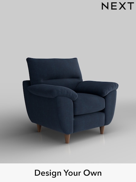 Fine Chenille Easy Clean/Dark Navy Blue Elliot Highback (W43177) | £675