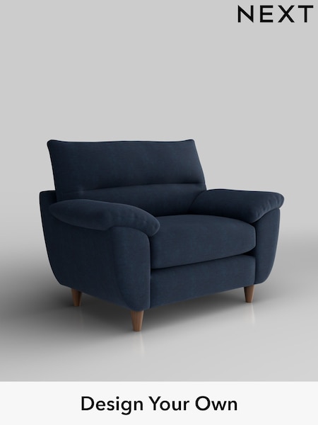 Fine Chenille Easy Clean/Dark Navy Blue Elliot Highback (W43177) | £775