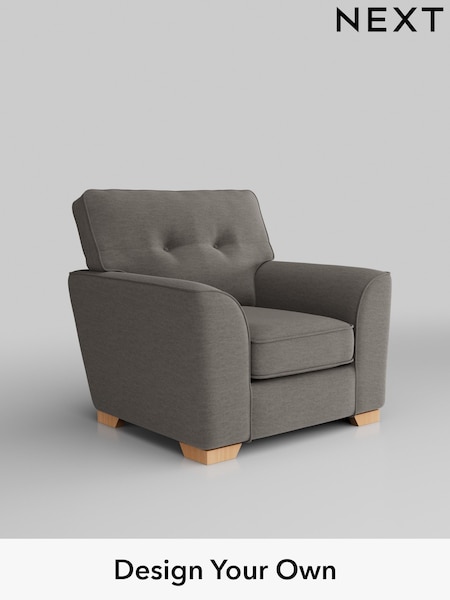 Fine Chenille Easy Clean/Dark Smoke Grey Stamford Buttoned Back (W43187) | £799