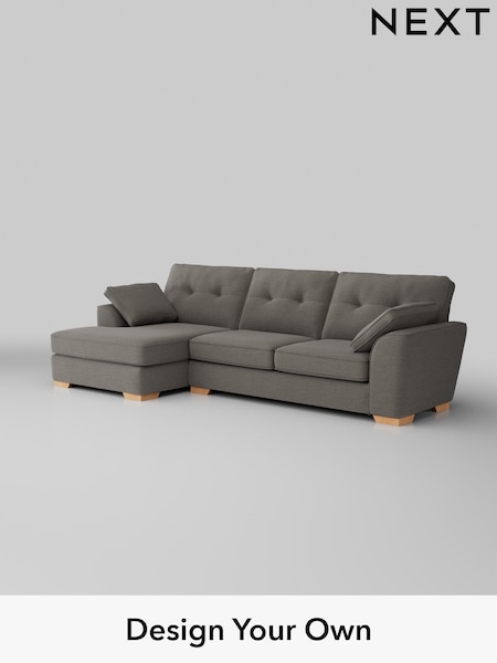 Fine Chenille Easy Clean/Dark Smoke Grey Stamford Buttoned Back (W43187) | £2,025