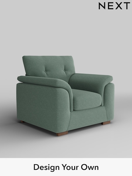 Fine Chenille Easy Clean/Light Forest Green Hayden Buttoned Back (W43200) | £750