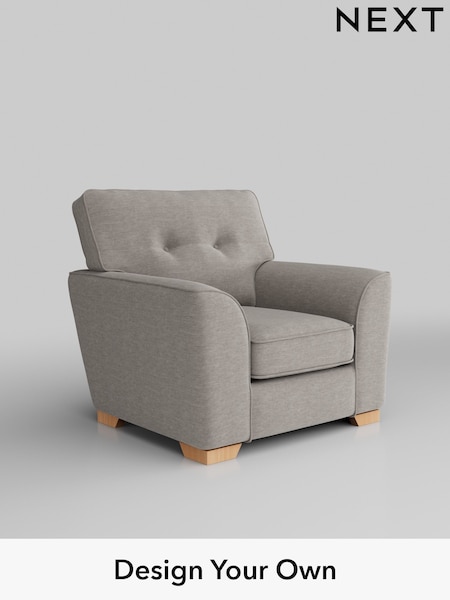 Fine Chenille Easy Clean/Light Steel Grey Stamford Buttoned Back (W43205) | £799