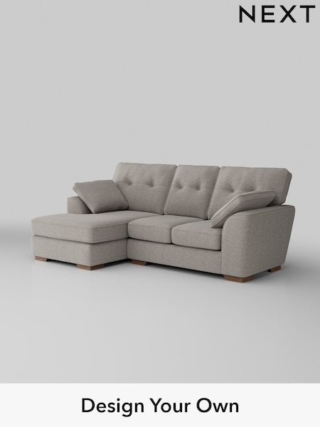 Fine Chenille Easy Clean/Light Steel Grey Stamford Buttoned Back (W43205) | £1,775