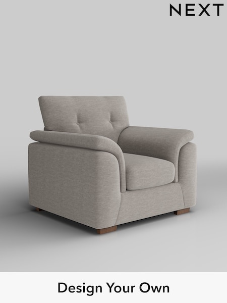 Fine Chenille Easy Clean/Light Steel Grey Hayden Buttoned Back (W43206) | £750