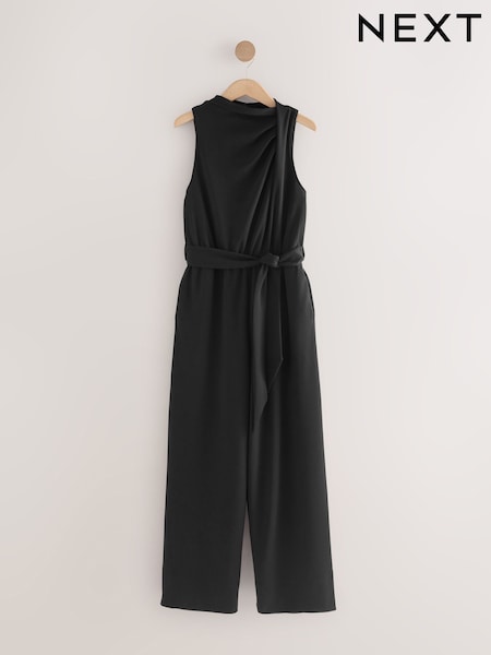 Black Occasion Cowl Neck Sleeveless Jersey Jumpsuit (W43207) | £49