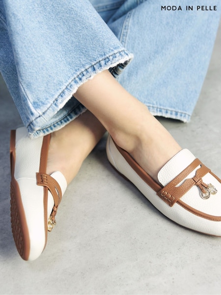 Moda in Pelle Erythrina Tassel Leopard Print Trim Comfort Leather Loafers (W43232) | £89