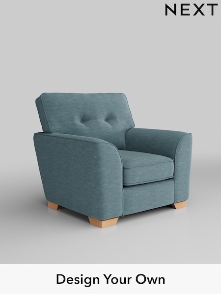 Fine Chenille Easy Clean/Mid Blue Stamford Buttoned Back (W43273) | £799