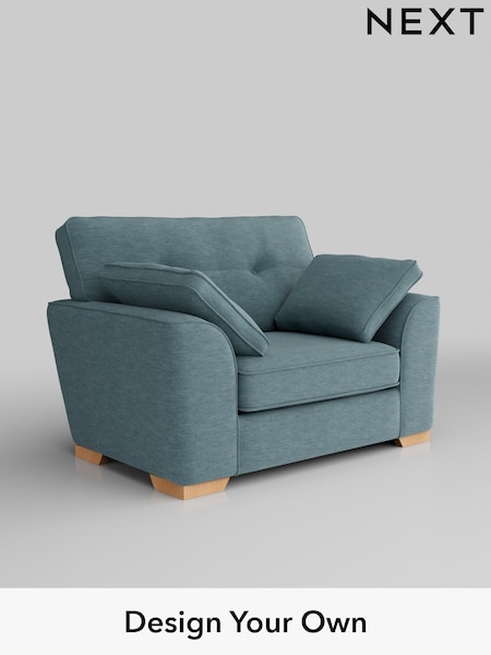 Fine Chenille Easy Clean/Mid Blue Stamford Buttoned Back (W43273) | £899