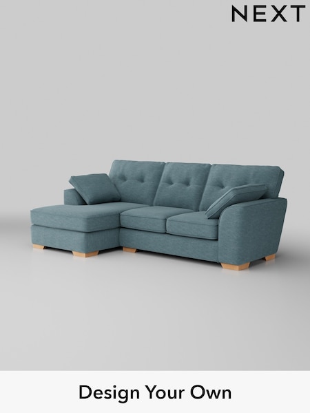 Fine Chenille Easy Clean/Mid Blue Stamford Buttoned Back (W43273) | £1,875