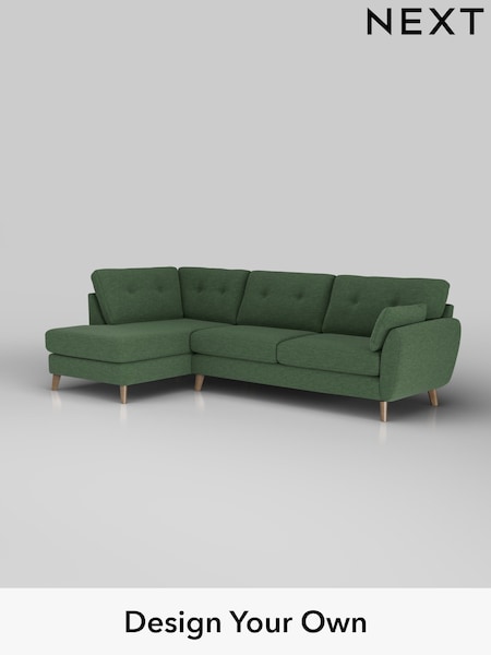 Fine Chenille Easy Clean/Mid Khaki Green Wilson Buttoned Back (W43285) | £1,775