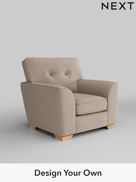 Fine Chenille Easy Clean/Mid Taupe Brown Stamford Buttoned Back (W43353) | £799