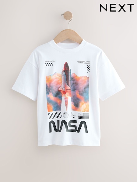 White NASA Short Sleeve T-Shirt (3-16yrs) (W43394) | £12 - £15