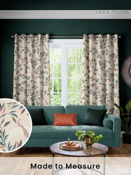 Sara Miller Stone Natural Ornamental Peacock Made to Measure Curtains (W43399) | £91