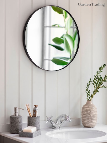 Garden Trading Black Cherington Round Wall Mirror (W43423) | £60