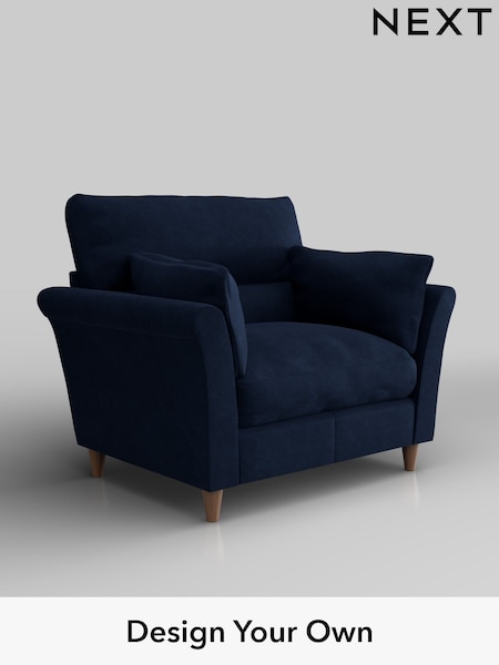 Luxe Chenille/Navy Blue Hartley Highback Relaxed Sit (W43491) | £1,075